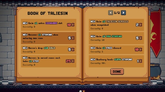 The Book of Taliesin is how you upgrade different aspects of your gameplay